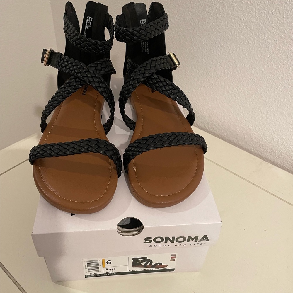 Sonoma Black and Tan Braided Sandals